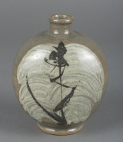 Hamada%20Sh%26%23333%3Bji%2C%20%3Cb%3E%3Ci%3E%20Moon%20Flask%20with%20Hakeme%20Glaze%3C%2Fi%3E%3C%2Fb%3E%2C%201960%2F1980%2C%20earthenware%20with%20translucent%20glaze%20over%20iron-painted%20design%20and%20brushed%20white%20slip%2C%20The%20Carol%20and%20Seymour%20Haber%20Collection%2C%20%26%23169%3B%20unknown%2C%20research%20required%2C%202011.92.1
